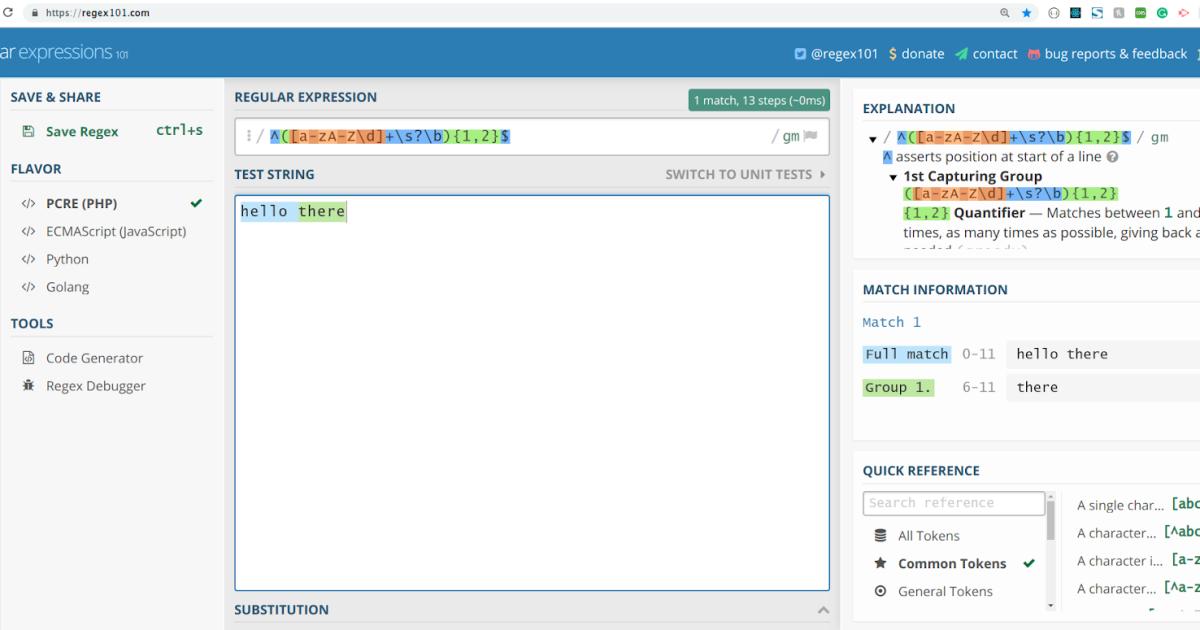 kiểm tra biểu thức Regex